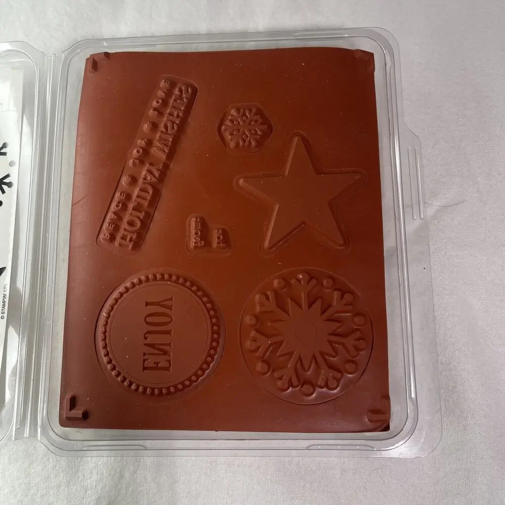 Stampin Up Holiday Collection Wood Rubber Stamp Set of 6 Unmounted Holiday NEW